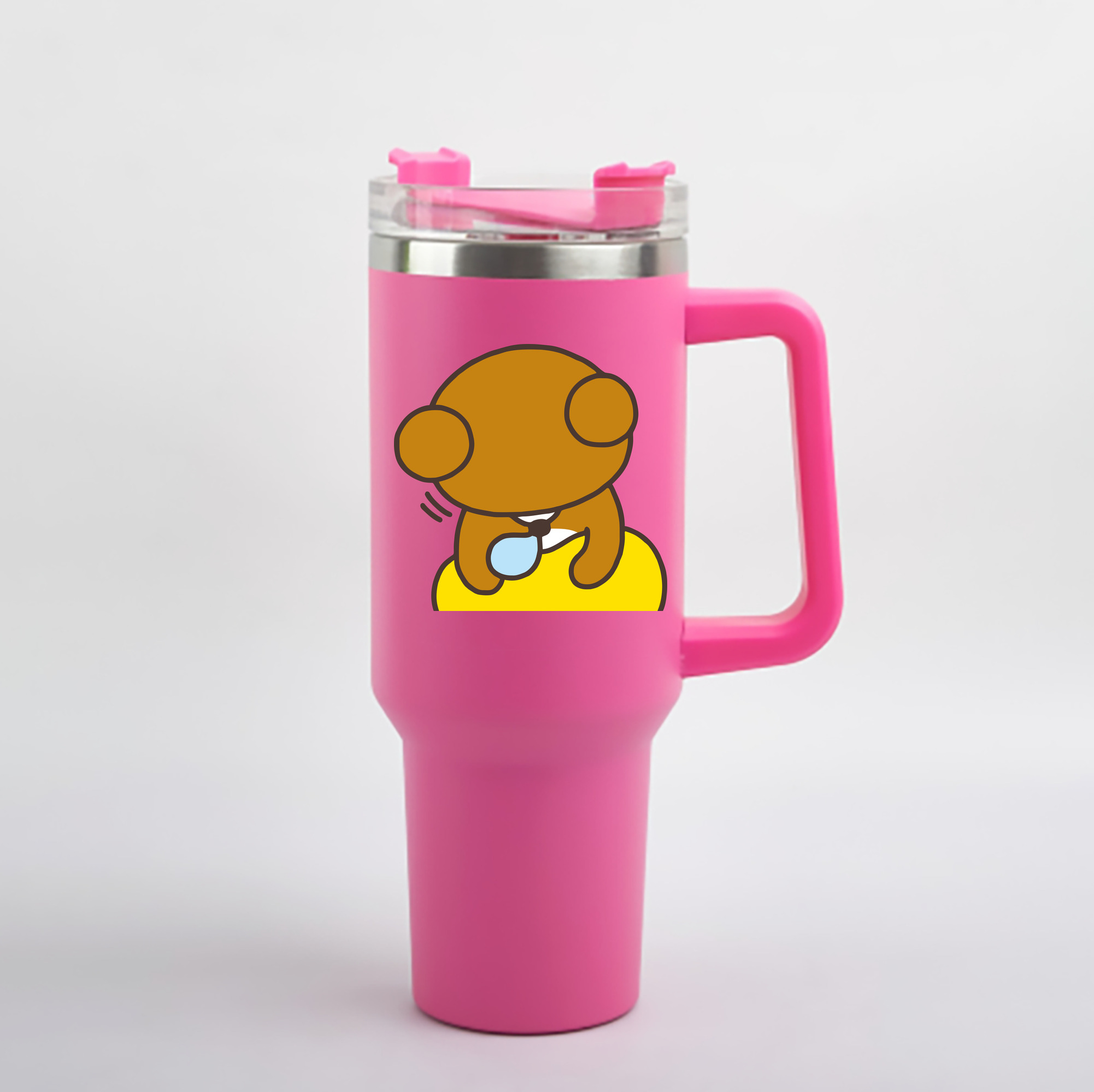（画像用） リラックマ リラックマ キイロイトリ Rilakkuma Korilakkuma Kiiroitori 1200mL車用タンブラー - クリスタルステッカー（プラスチックストロー付き）